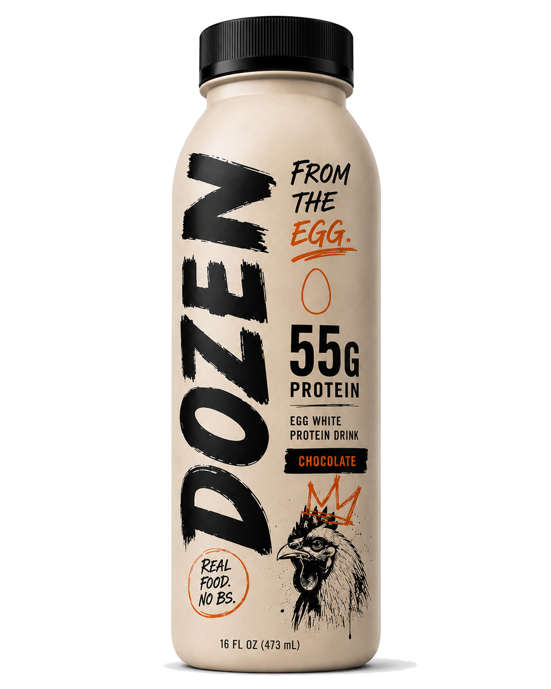 DOZEN chocolate egg white protein drink bottle, 16 fl oz